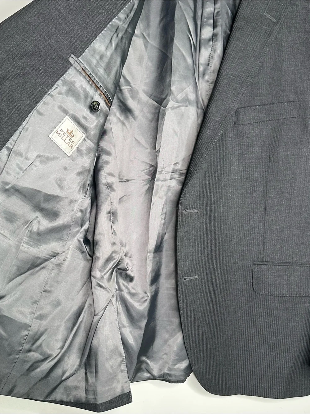 Peter Millar 100% Wool Black Herringbone Blazer Suit Jacket 44S